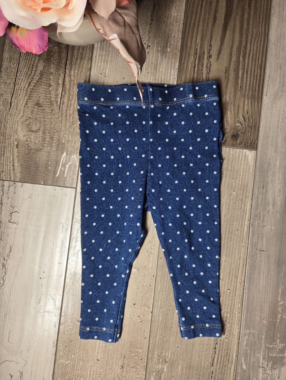 Cat & Jack Navy Blue Polka Dot Baby Leggings – Size 3–6m